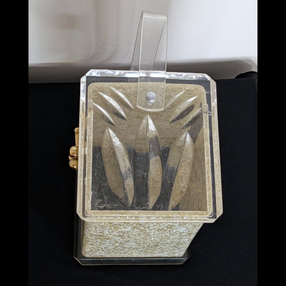 Amazing CHARLES KAHN Confetti Lucite Box Purse from the 1950s, VG-EX Cond - Picture 7 of 11